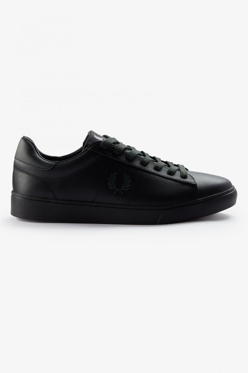 Black / Night Green Fred Perry Spencer Men\'s Shoes | FSGUI93597