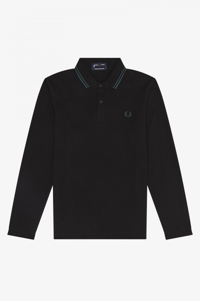 Black / Petrol Blue / Petrol Blue Fred Perry M1212 Men's Fred Perry Shirt | SGICD19396