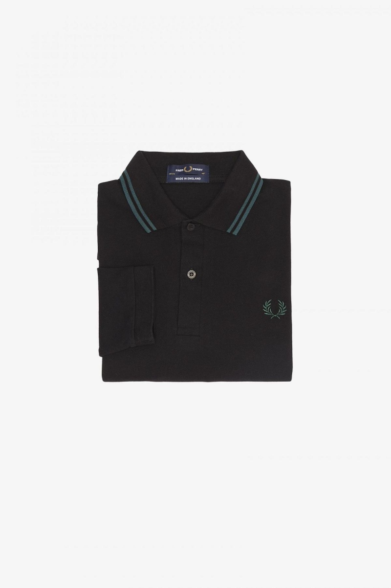 Black / Petrol Blue / Petrol Blue Fred Perry M1212 Men\'s Fred Perry Shirt | SGICD19396