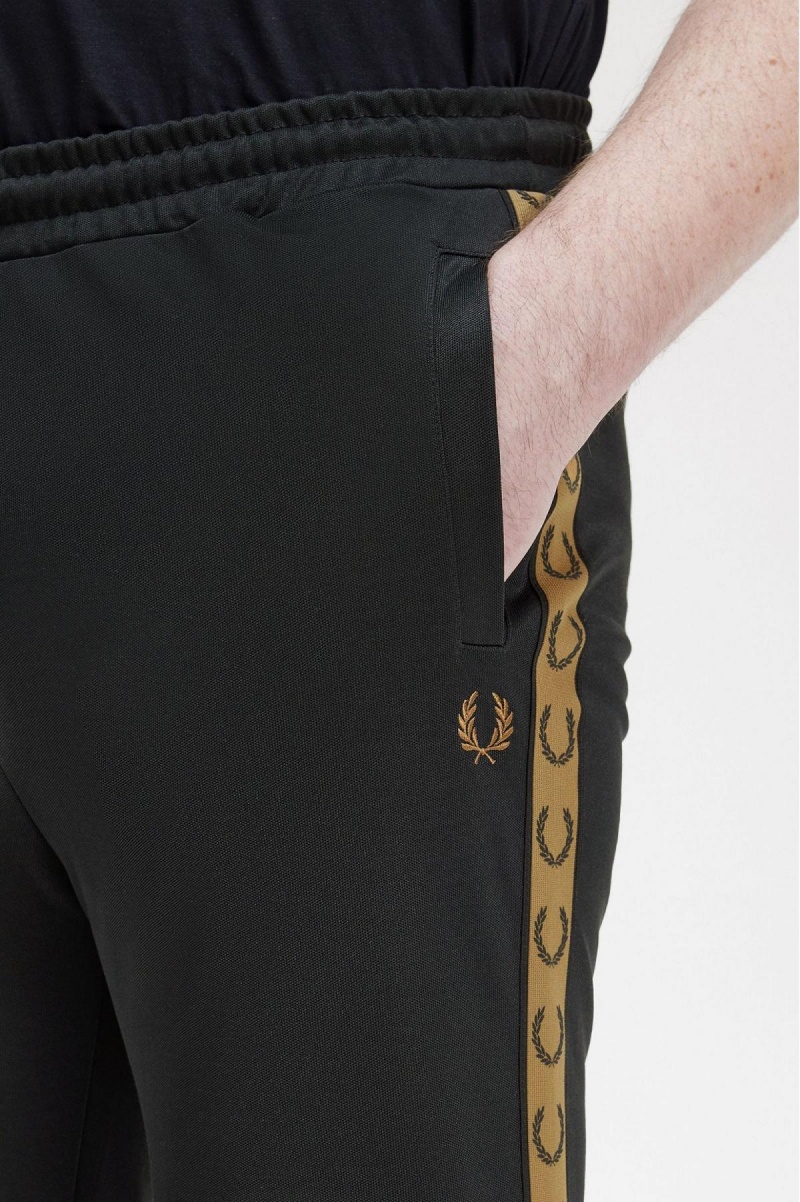 Black / Shaded Stone Fred Perry Taped Track Pants Men's Tracksuits | BSGSO26776