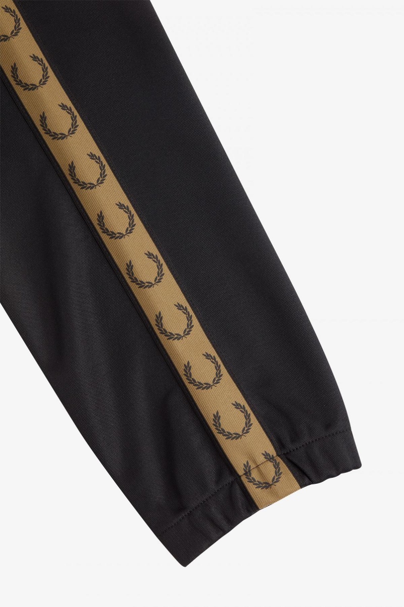 Black / Shaded Stone Fred Perry Taped Track Pants Men's Trousers | ASGDF13190