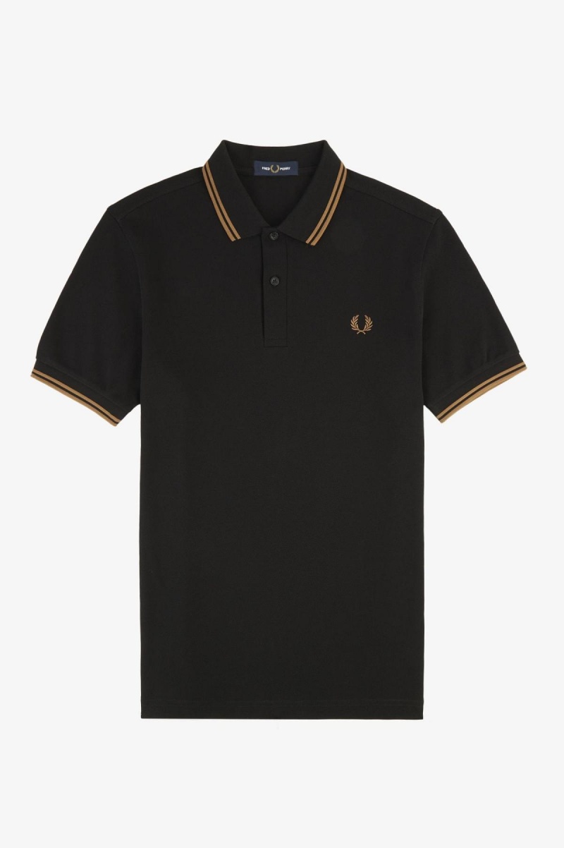 Black / Shaded Stone / Shaded Stone Fred Perry M3600 Men's Fred Perry Shirt | SGDYB30333