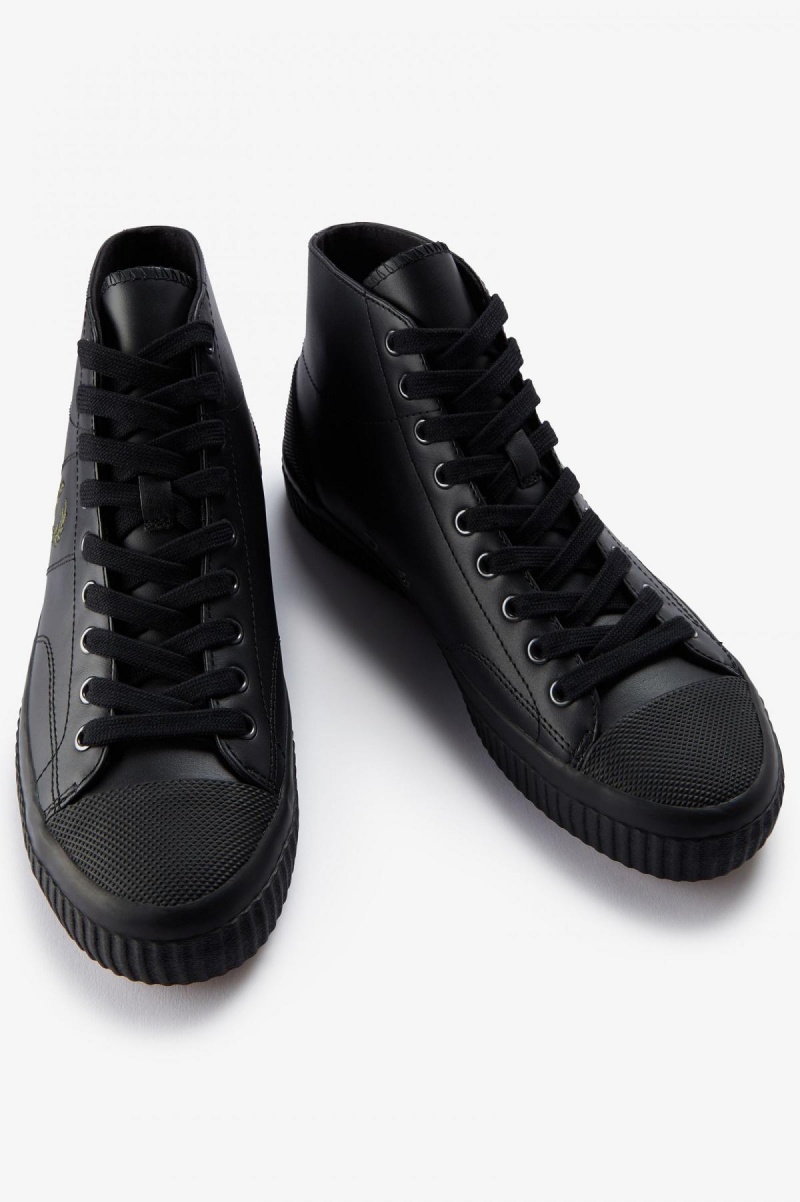 Black / Uniform Green Fred Perry Mid Hughes Men's Shoes | SGXMI59198