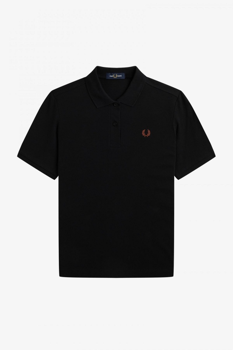 Black / Whisky Brown Fred Perry G6000 Women's Fred Perry Shirt | SGNEJ93516