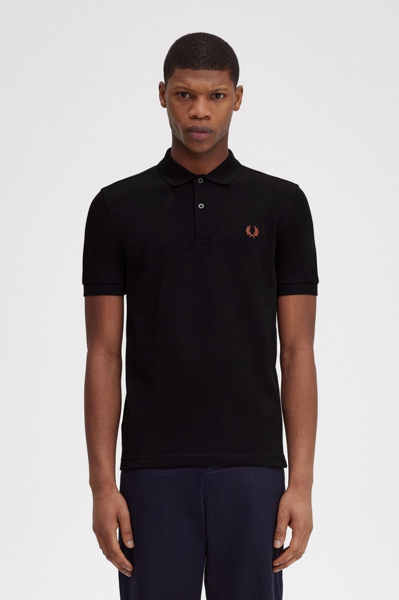 Black / Whisky Brown Fred Perry M6000 Men's Fred Perry Shirt | QSGWA96637