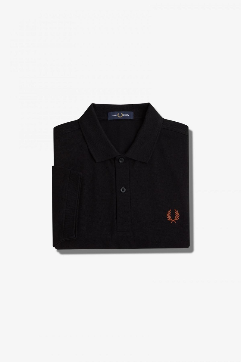 Black / Whisky Brown Fred Perry M6000 Men\'s Fred Perry Shirt | QSGWA96637