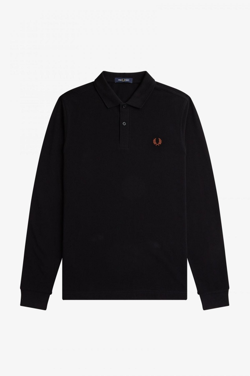 Black / Whisky Brown Fred Perry M6006 Men's Fred Perry Shirt | SGCVG34869