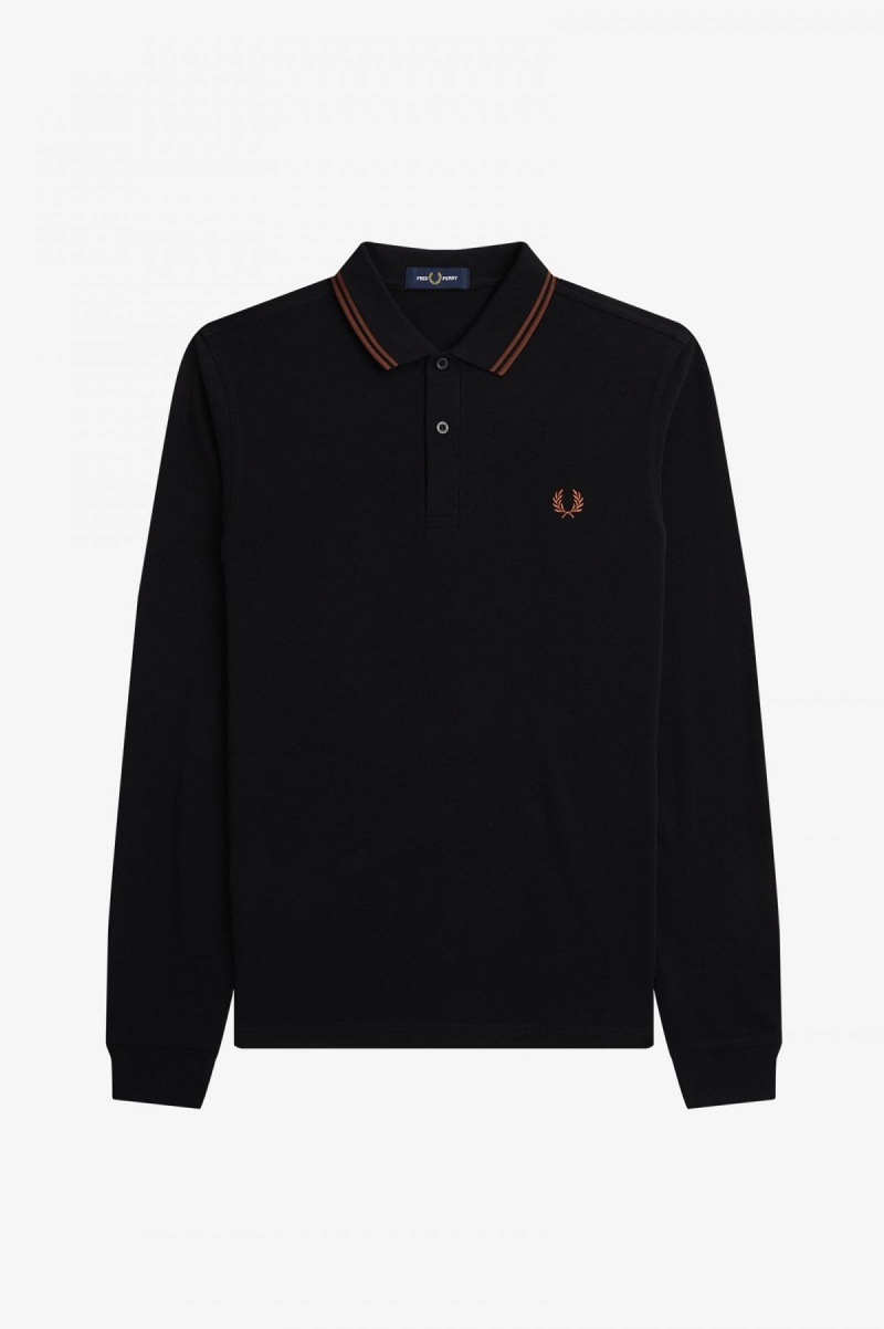 Black / Whisky Brown / Whisky Brown Fred Perry M3636 Men's Fred Perry Shirt | ASGDF13334