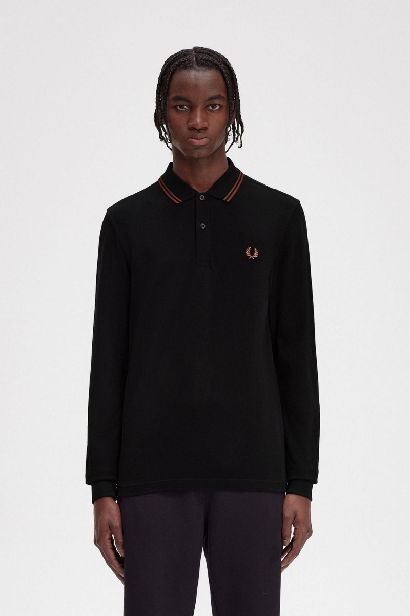 Black / Whisky Brown / Whisky Brown Fred Perry M3636 Men's Fred Perry Shirt | ASGDF13334