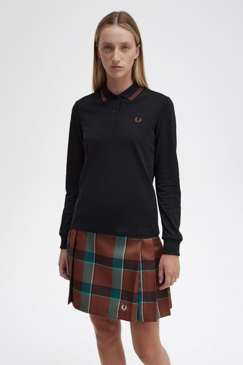 Black / Whisky Brown / Whisky Brown Fred Perry G3636 Women's Polo Shirts | SGDYB93216