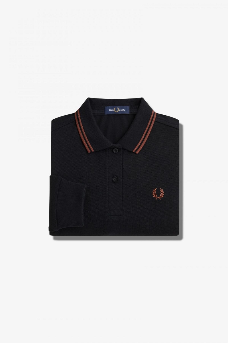 Black / Whisky Brown / Whisky Brown Fred Perry G3636 Women's Polo Shirts | SGDYB93216