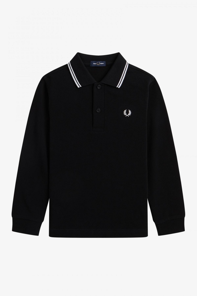 Black / White / White Fred Perry Kids Long Sleeve Twin Tipped Accessories Kids | ESGVG89008