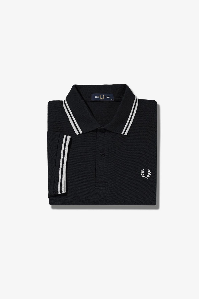 Black / White / White Fred Perry M3600 Men\'s Fred Perry Shirt | LSGTR33755