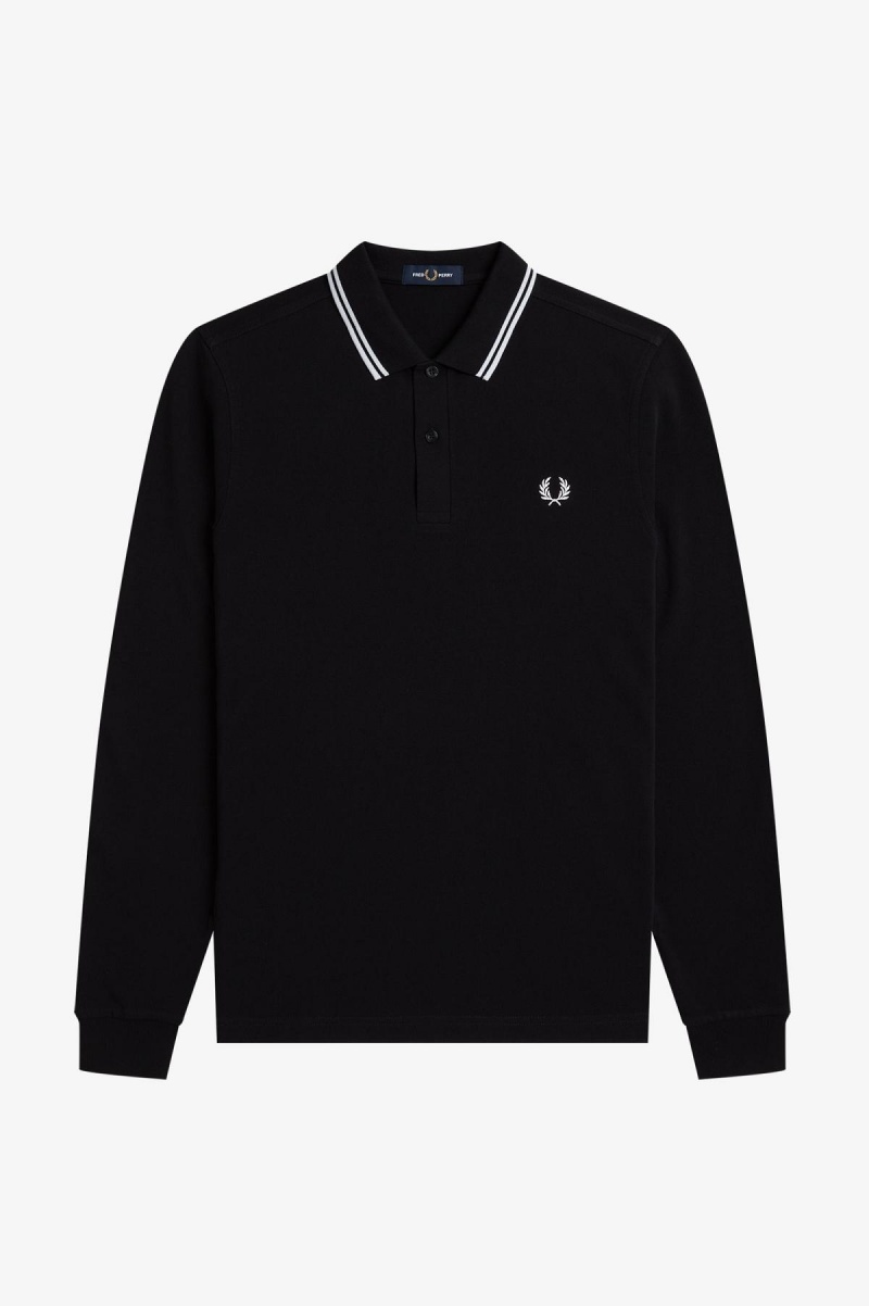 Black / White / White Fred Perry M3636 Men's Fred Perry Shirt | FSGHY86921