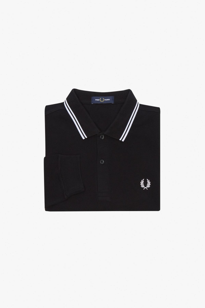 Black / White / White Fred Perry M3636 Men's Polo Shirts | XSGGW84182