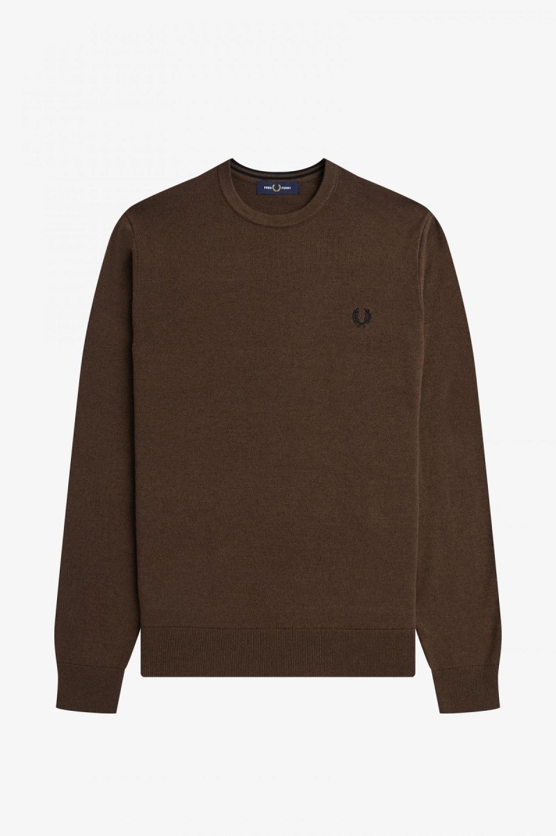 Burnt Tobacco Fred Perry Classic Crew Neck Jumper Men's Knitwear | SGZPD16175