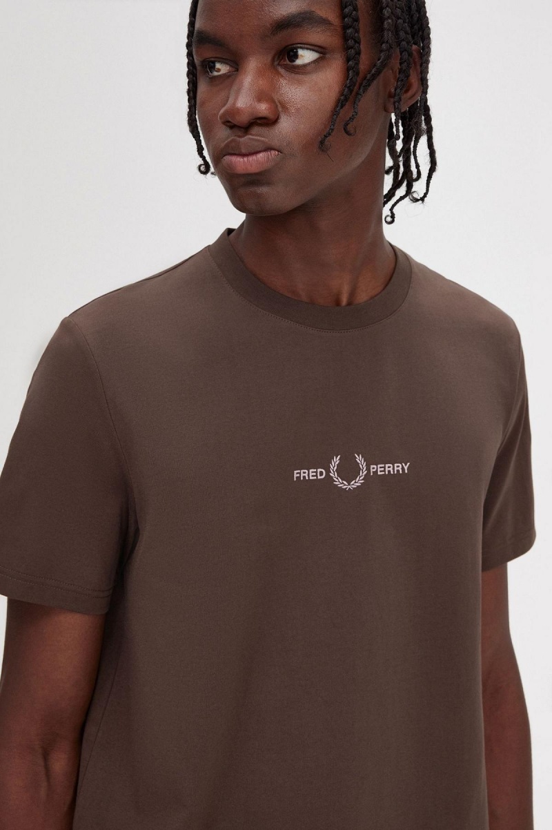 Burnt Tobacco Fred Perry Embroidered Men's T Shirts | SSGVO25780