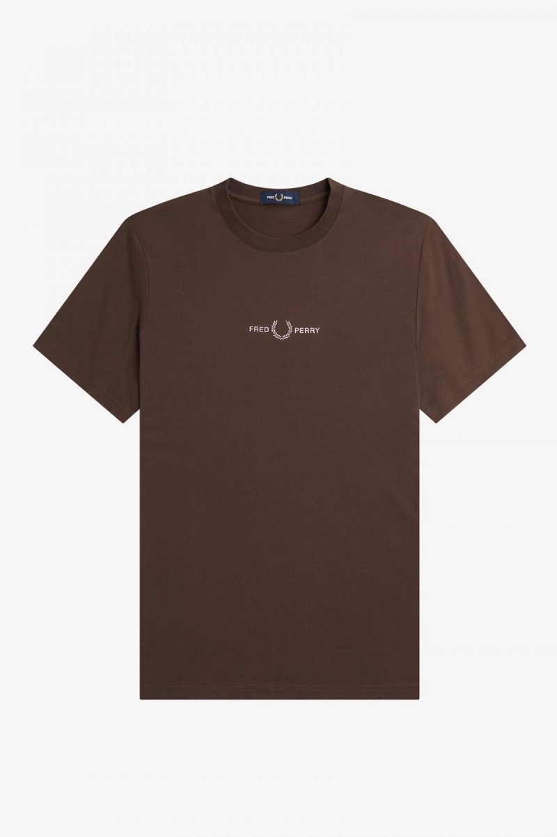 Burnt Tobacco Fred Perry Embroidered Men's T Shirts | SSGVO25780