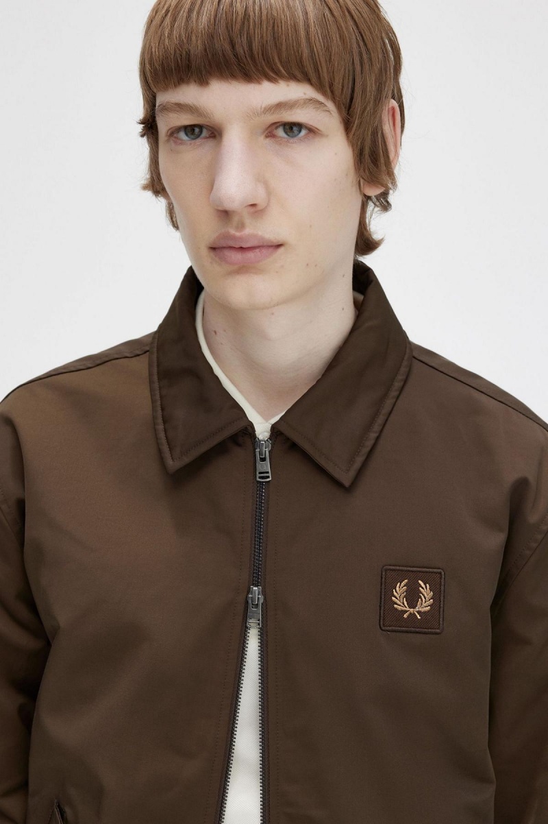 Burnt Tobacco Fred Perry Quilted Zip Through Men's Coats | ESGHC27480