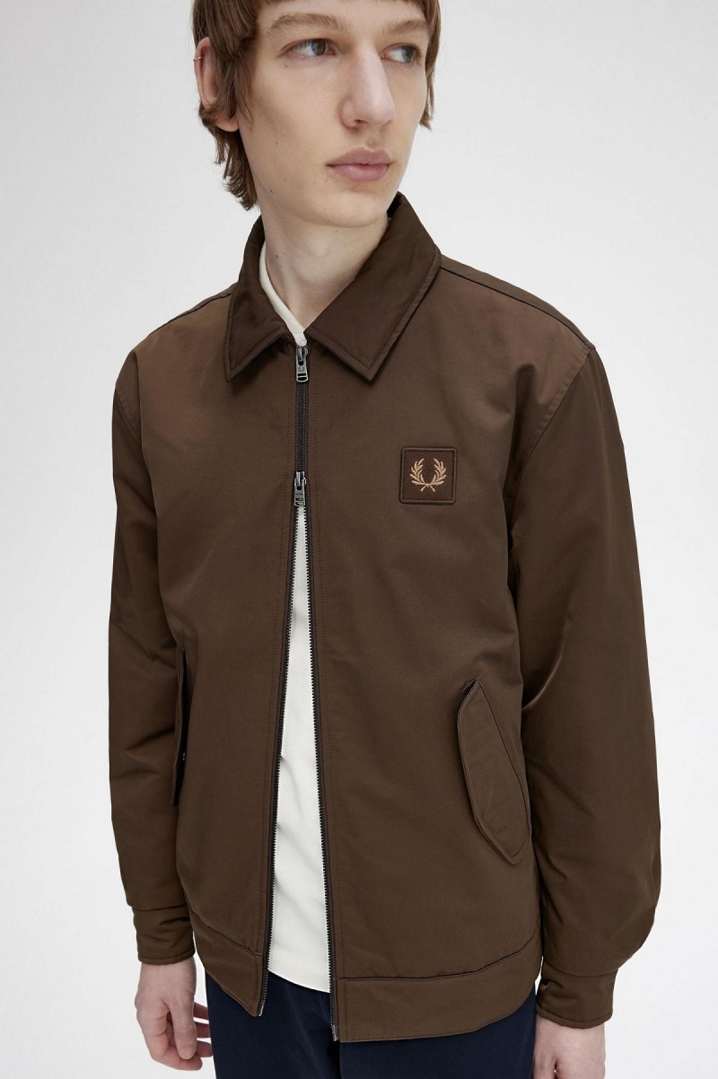 Burnt Tobacco Fred Perry Quilted Zip Through Men's Coats | ESGHC27480