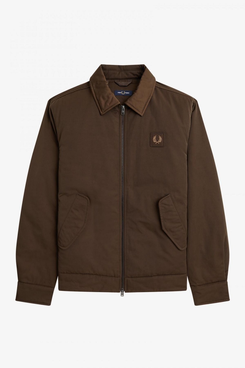 Burnt Tobacco Fred Perry Quilted Zip Through Men's Coats | ESGHC27480