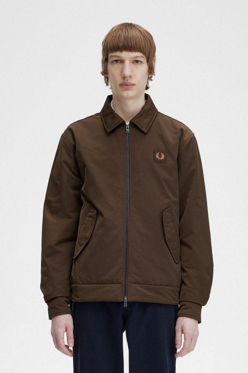 Burnt Tobacco Fred Perry Quilted Zip Through Men\'s Coats | ESGHC27480