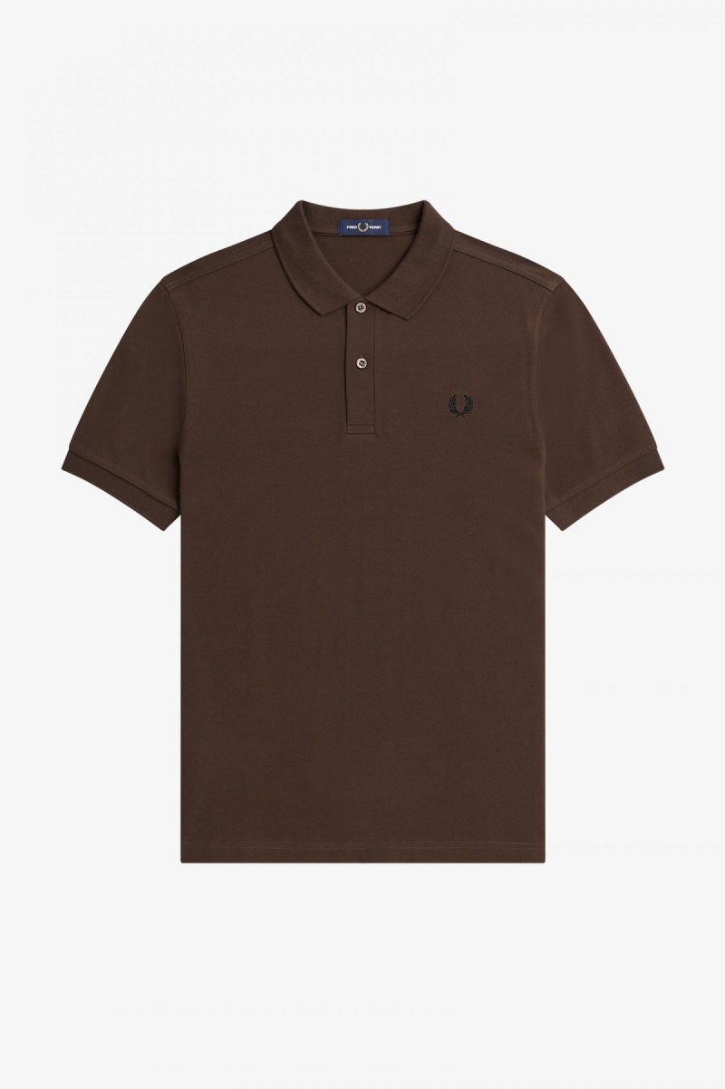 Burnt Tobacco / Black Fred Perry M6000 Men's Fred Perry Shirt | SGNEJ42816