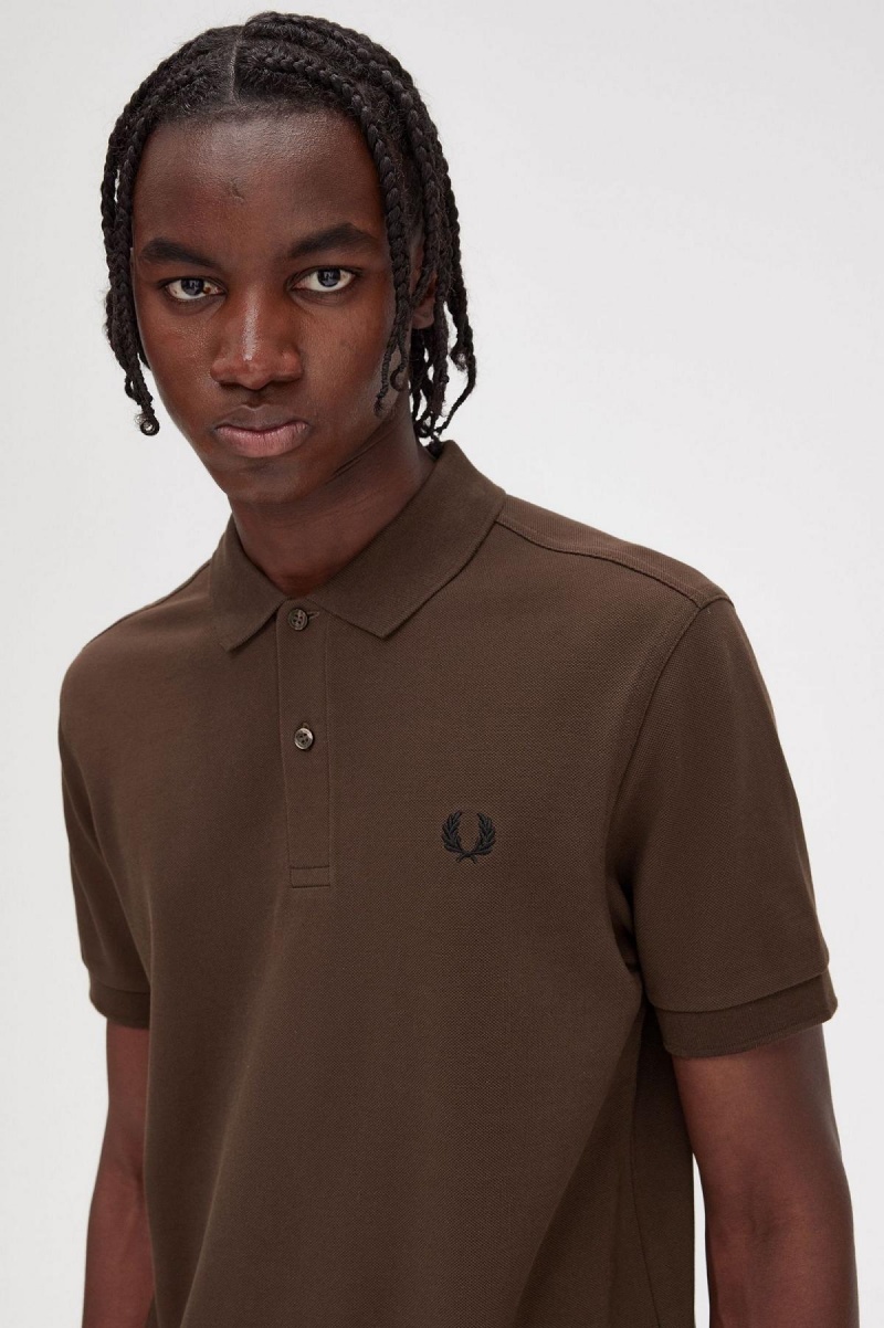 Burnt Tobacco / Black Fred Perry M6000 Men's Polo Shirts | SSGVO76136