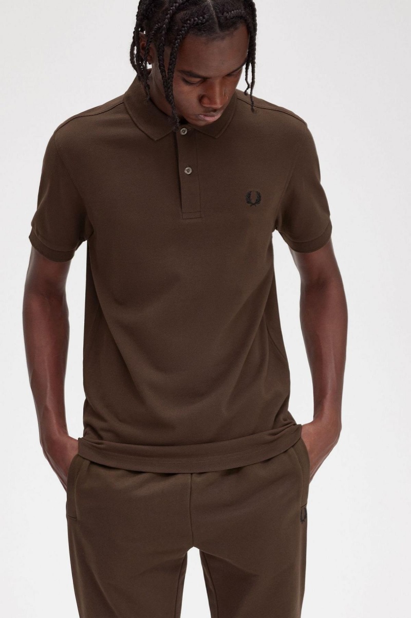 Burnt Tobacco / Black Fred Perry M6000 Men's Polo Shirts | SSGVO76136