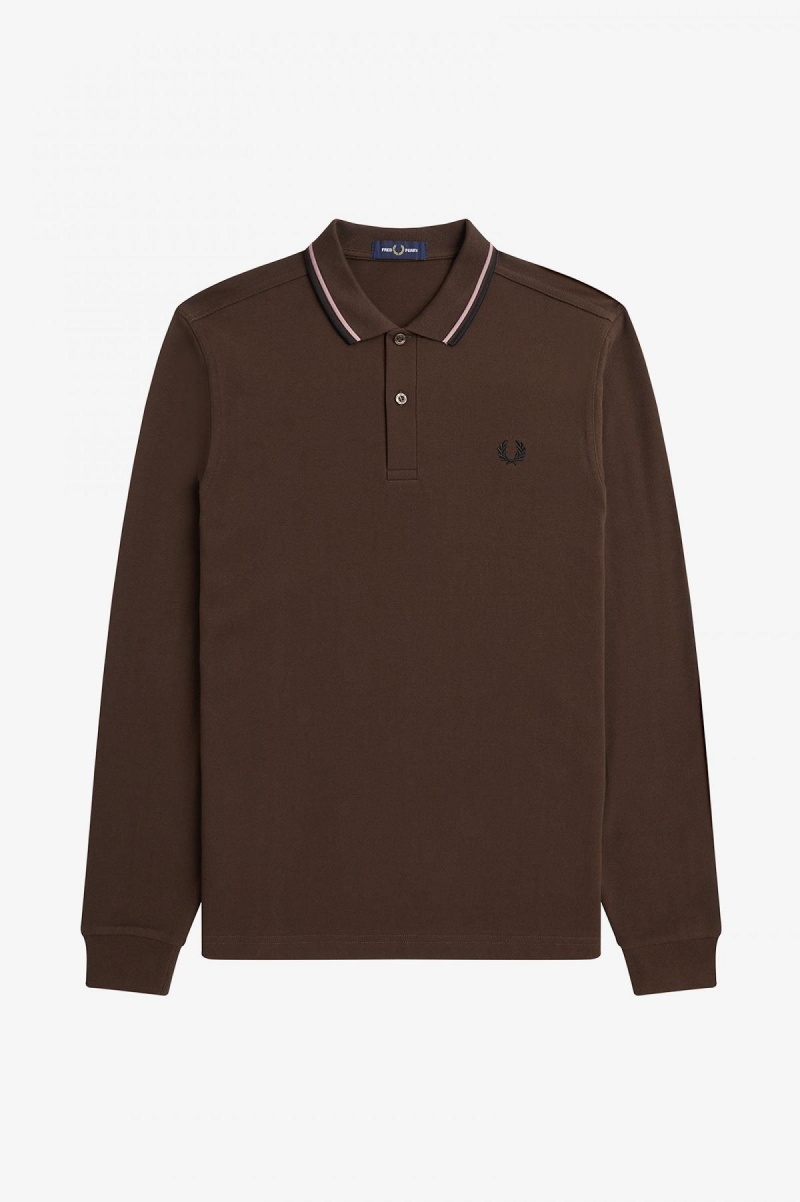 Burnt Tobacco / Dark Pink / Black Fred Perry M3636 Men's Fred Perry Shirt | FSGHY93062