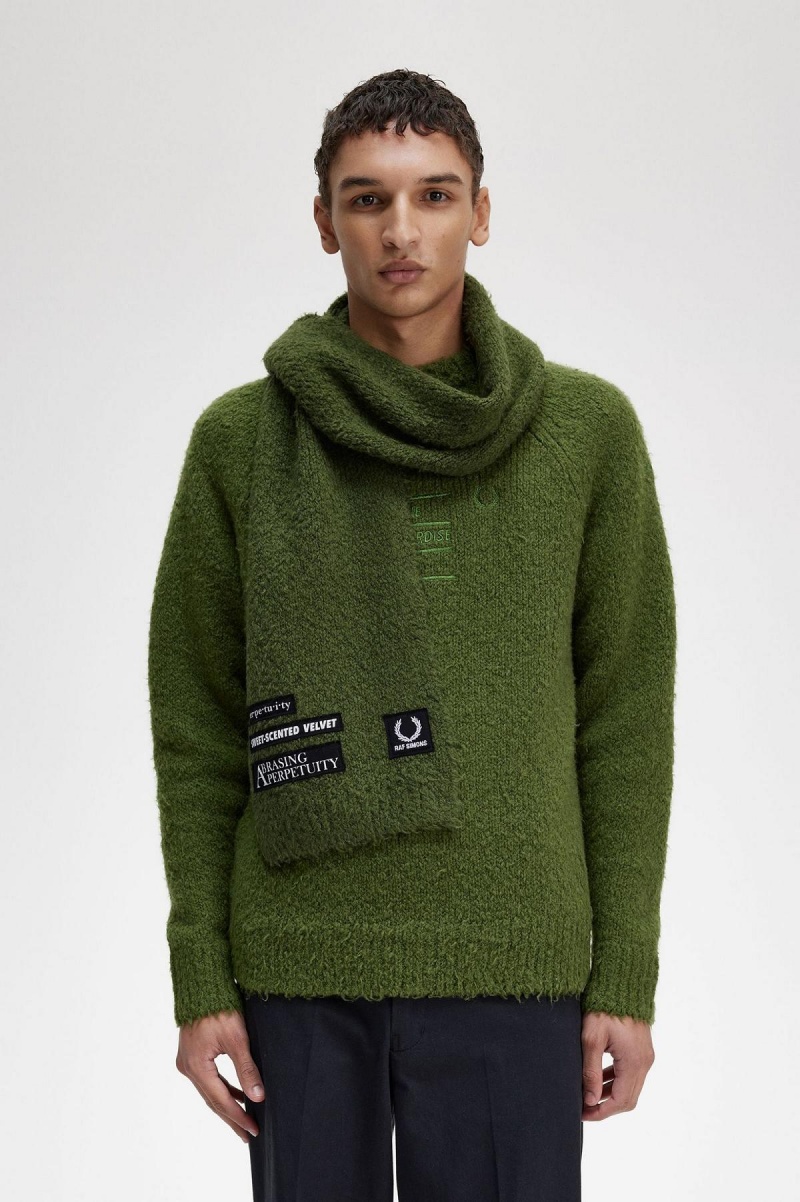 Chive Fred Perry Textured Knitted Accessories Scarf | ESGHC57619