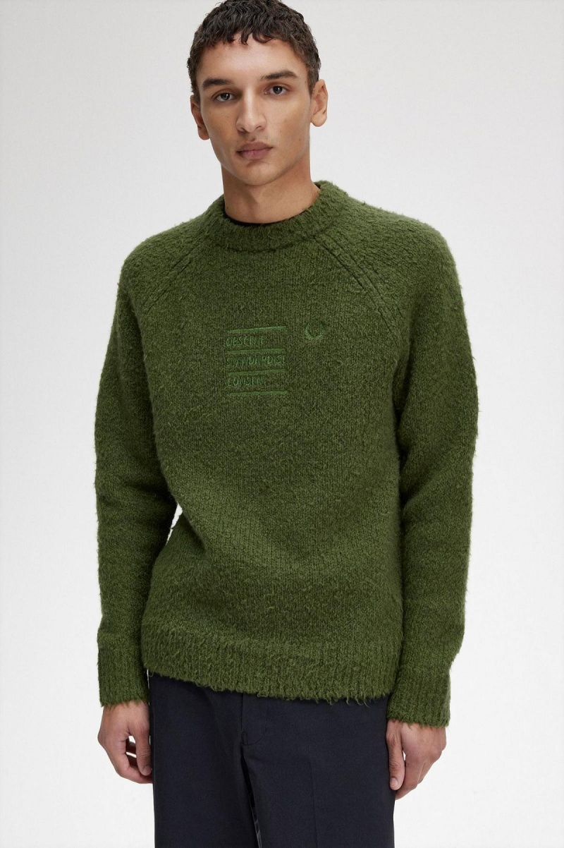 Chive Fred Perry Textured Knitted Jumper Men's Knitwear | XSGGW93414