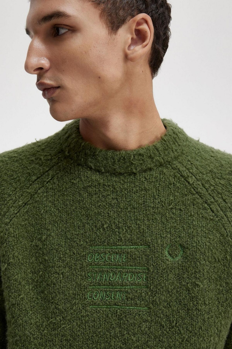 Chive Fred Perry Textured Knitted Jumper Men's Knitwear | XSGGW93414