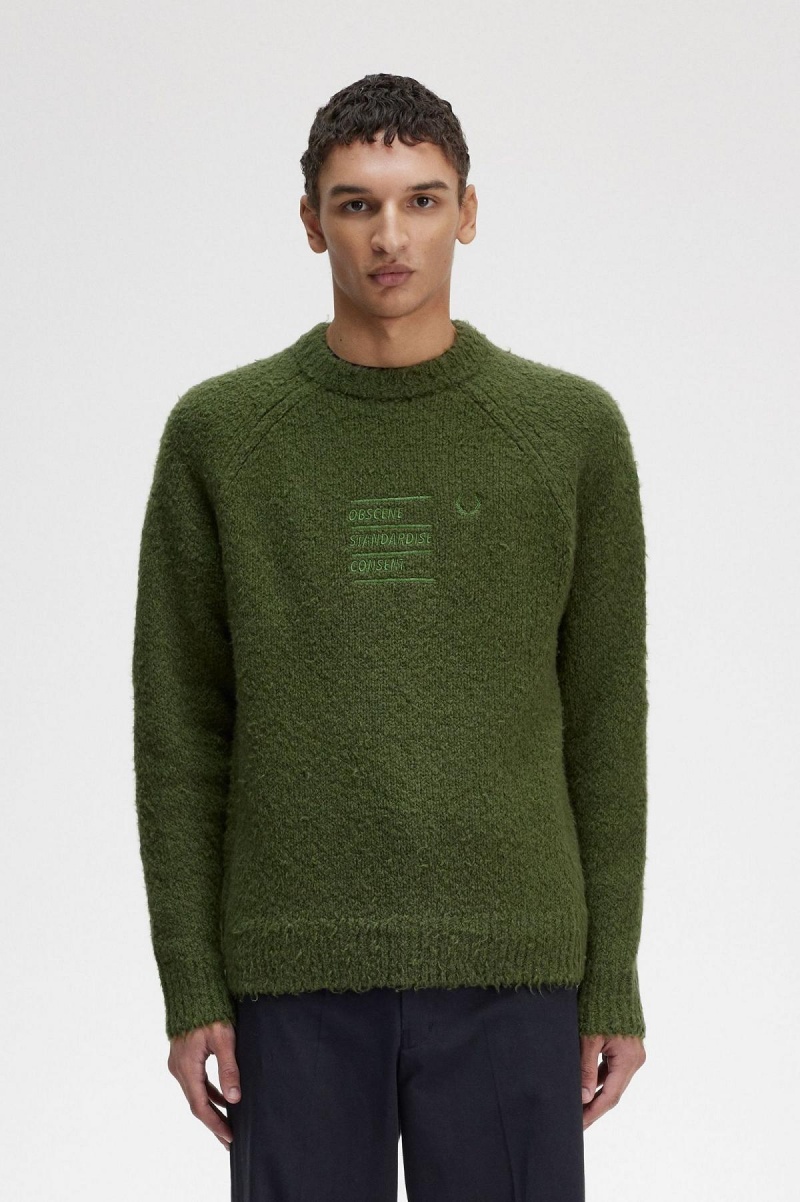 Chive Fred Perry Textured Knitted Jumper Men\'s Knitwear | XSGGW93414