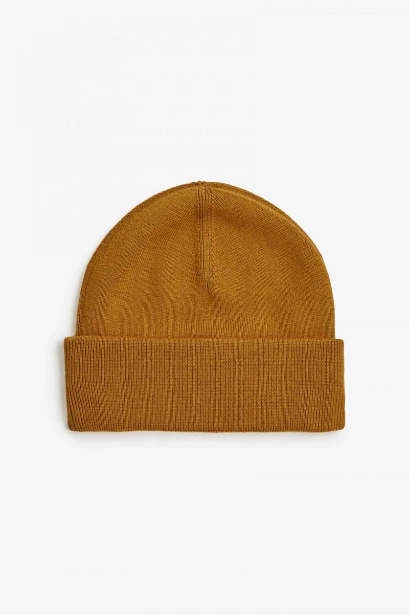 Dark Caramel / Black Fred Perry Classic Accessories Beanie | ZSGMJ83007