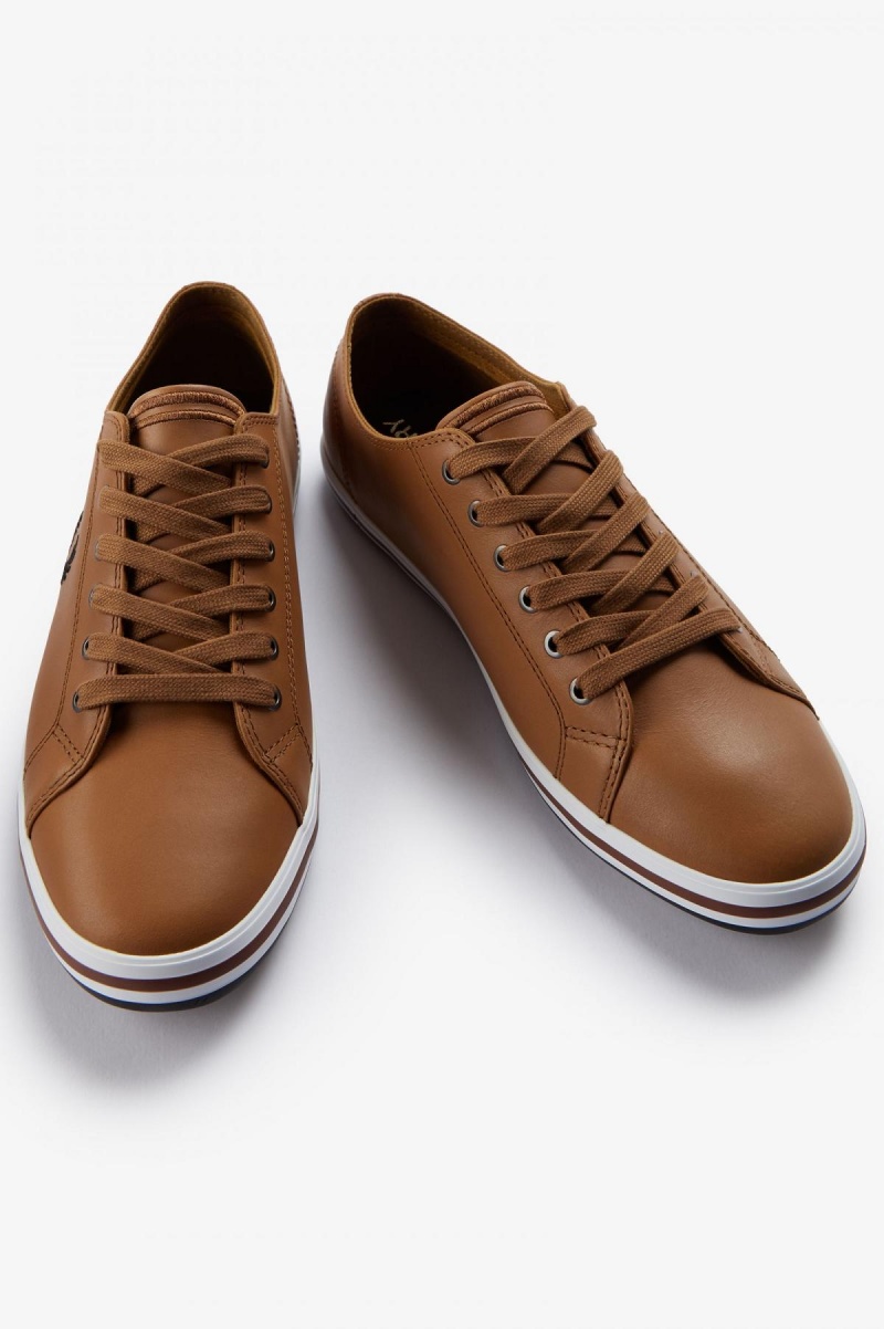 Dark Caramel / Black Fred Perry Kingston Men's Shoes | ZSGNQ21624