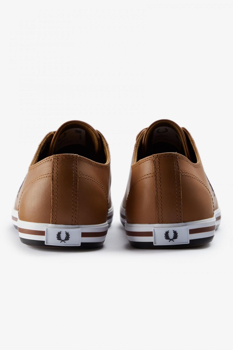 Dark Caramel / Black Fred Perry Kingston Men's Shoes | ZSGNQ21624