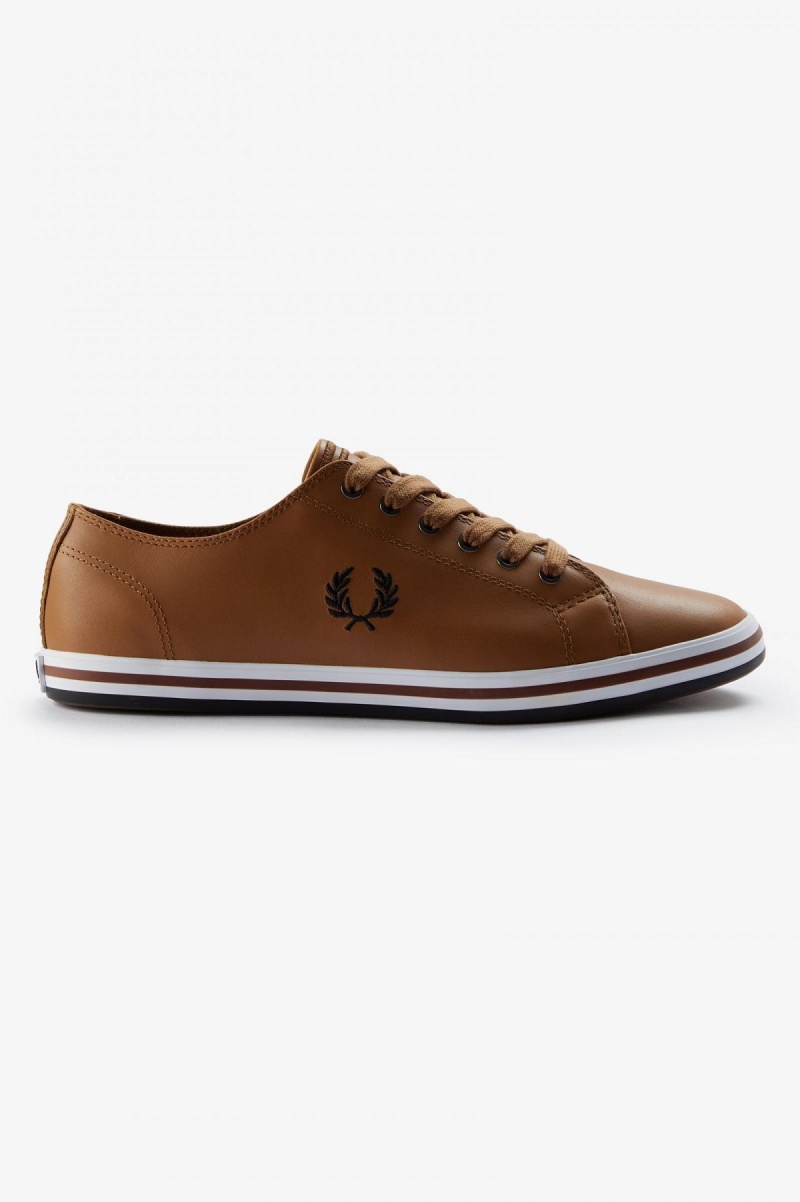 Dark Caramel / Black Fred Perry Kingston Men\'s Shoes | ZSGNQ21624