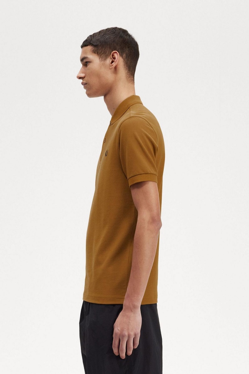 Dark Caramel / Black Fred Perry M6000 Men's Polo Shirts | ZSGNQ95283