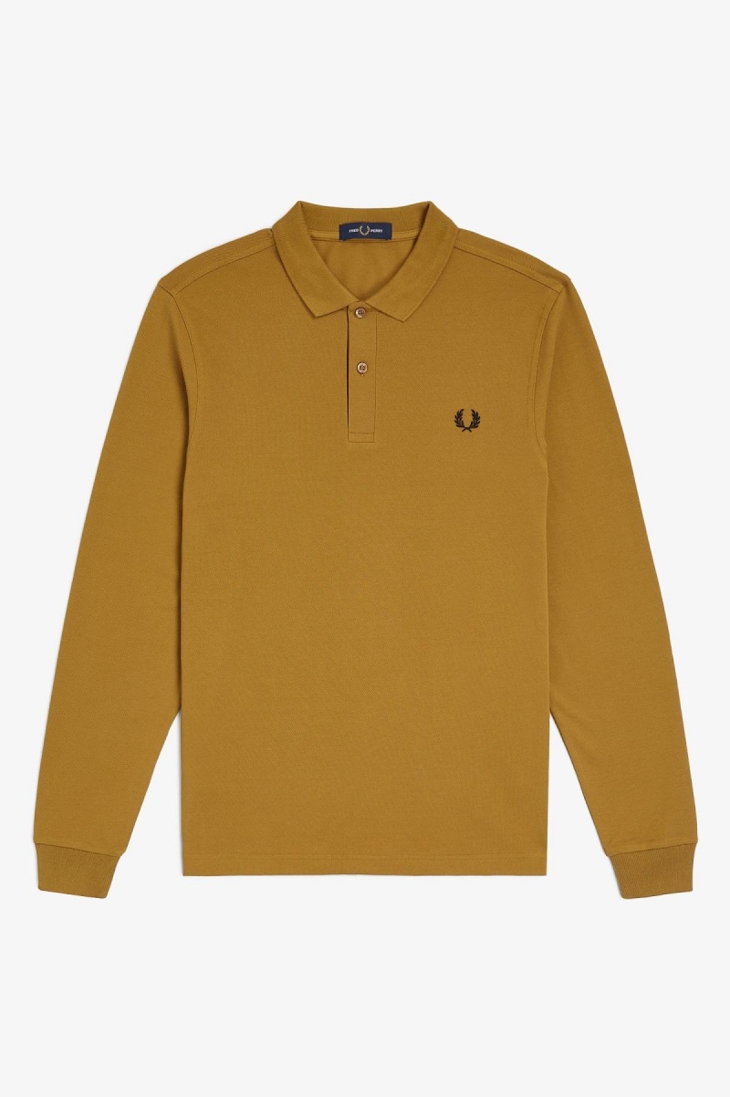 Dark Caramel / Black Fred Perry M6006 Men's Fred Perry Shirt | SGJVR65699