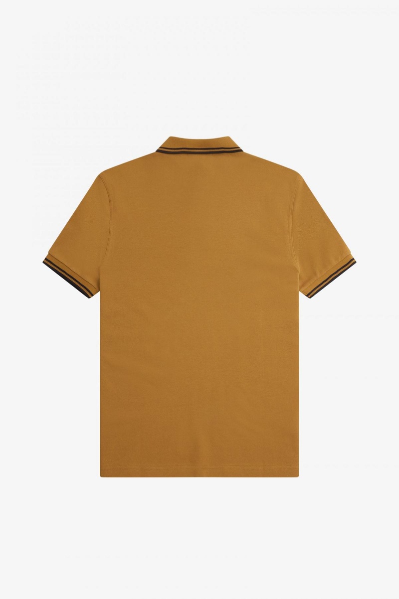 Dark Caramel / Black / Black Fred Perry M3600 Men's Fred Perry Shirt | ESGVG90156