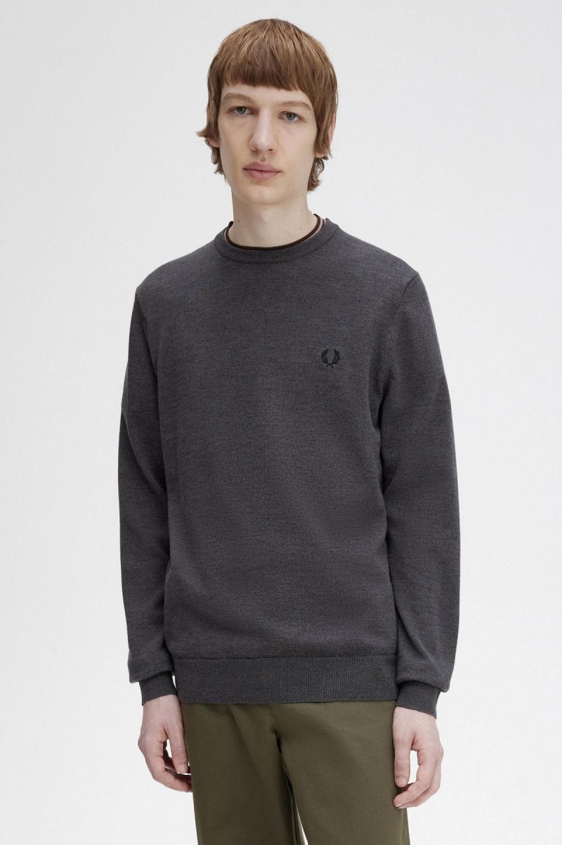 Dark Grey Marl Fred Perry Classic Crew Neck Jumper Men's Knitwear | SGCVG56730