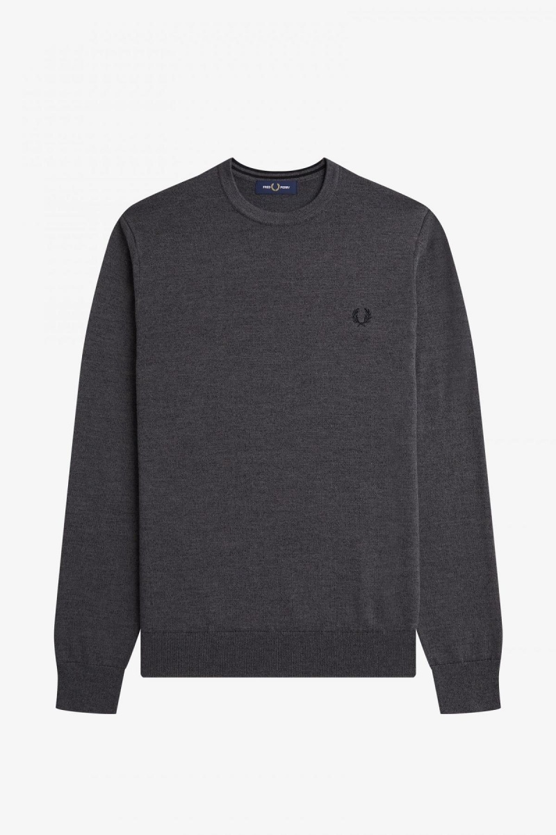 Dark Grey Marl Fred Perry Classic Crew Neck Jumper Men's Knitwear | SGCVG56730