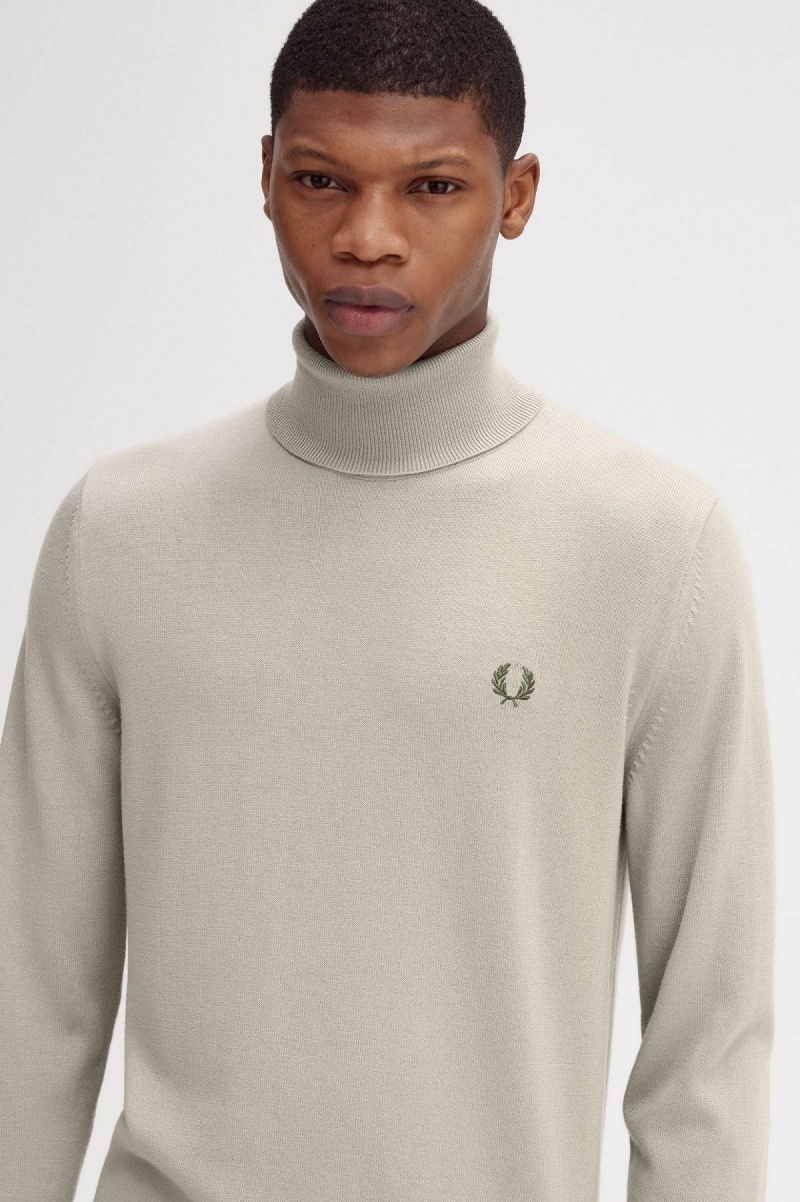 Dark Oatmeal Fred Perry Roll Neck Jumper Men's Knitwear | SGNEJ77604