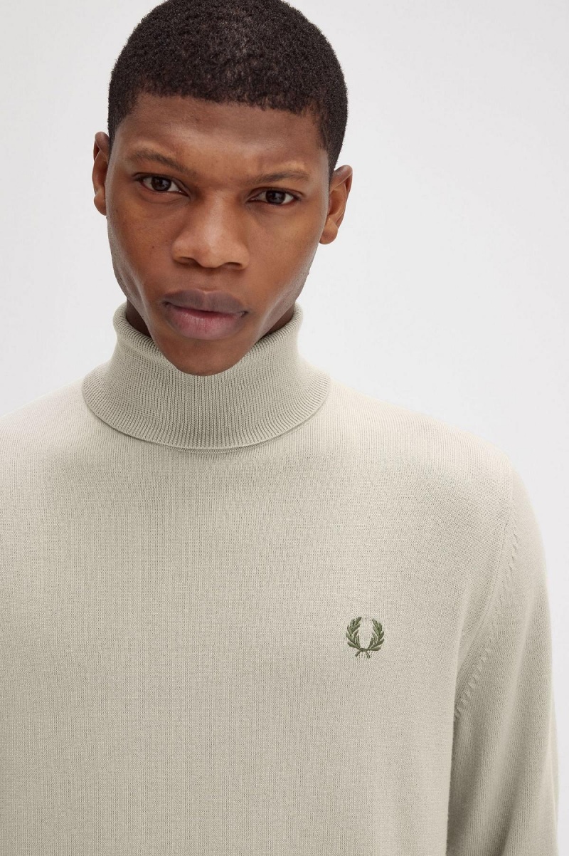 Dark Oatmeal Fred Perry Roll Neck Jumper Men's Knitwear | SGNEJ77604