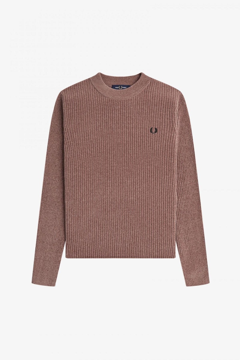 Dark Pink Fred Perry Chenille Rib Jumper Women's Knitwear | QSGUV95335