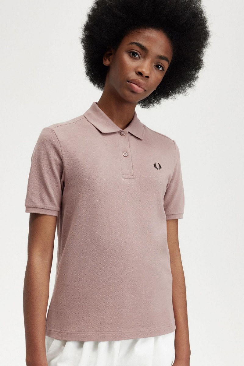 Dark Pink / Black Fred Perry G6000 Women's Polo Shirts | SGZPD43261