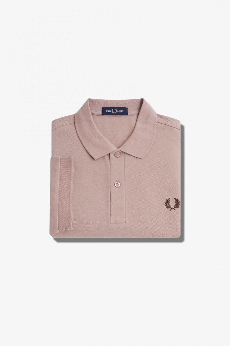 Dark Pink / Burnt Tobacco Fred Perry M6000 Men\'s Fred Perry Shirt | SSGVO98810