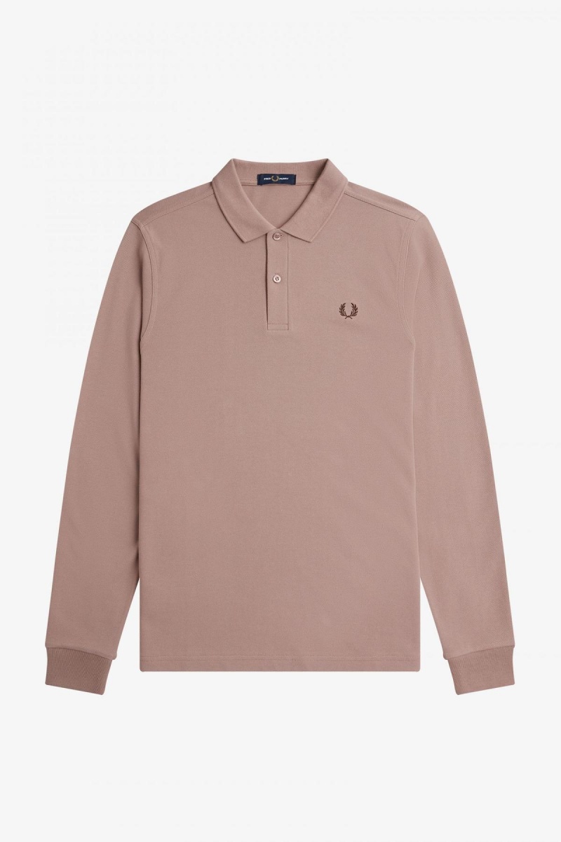 Dark Pink / Burnt Tobacco Fred Perry M6006 Men's Fred Perry Shirt | YSGGT62672