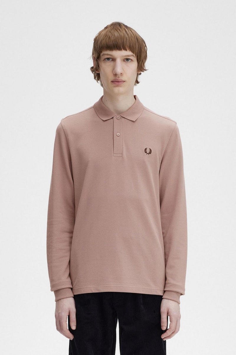 Dark Pink / Burnt Tobacco Fred Perry M6006 Men's Fred Perry Shirt | YSGGT62672